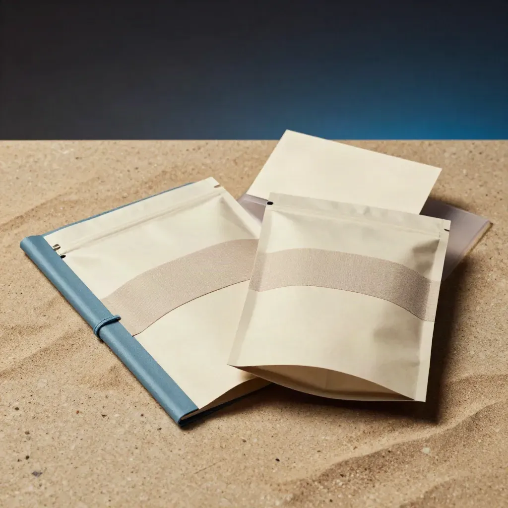 Due pacchi di traduzioni certificate, cartella chiusa e luce morbida su piano beige.